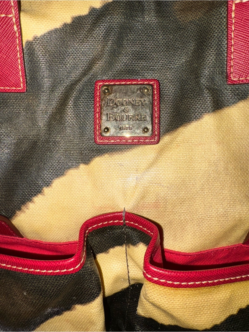 Dooney & Bourke Vintage Zebra Print Large Pocket Tote - Picture 2 of 16